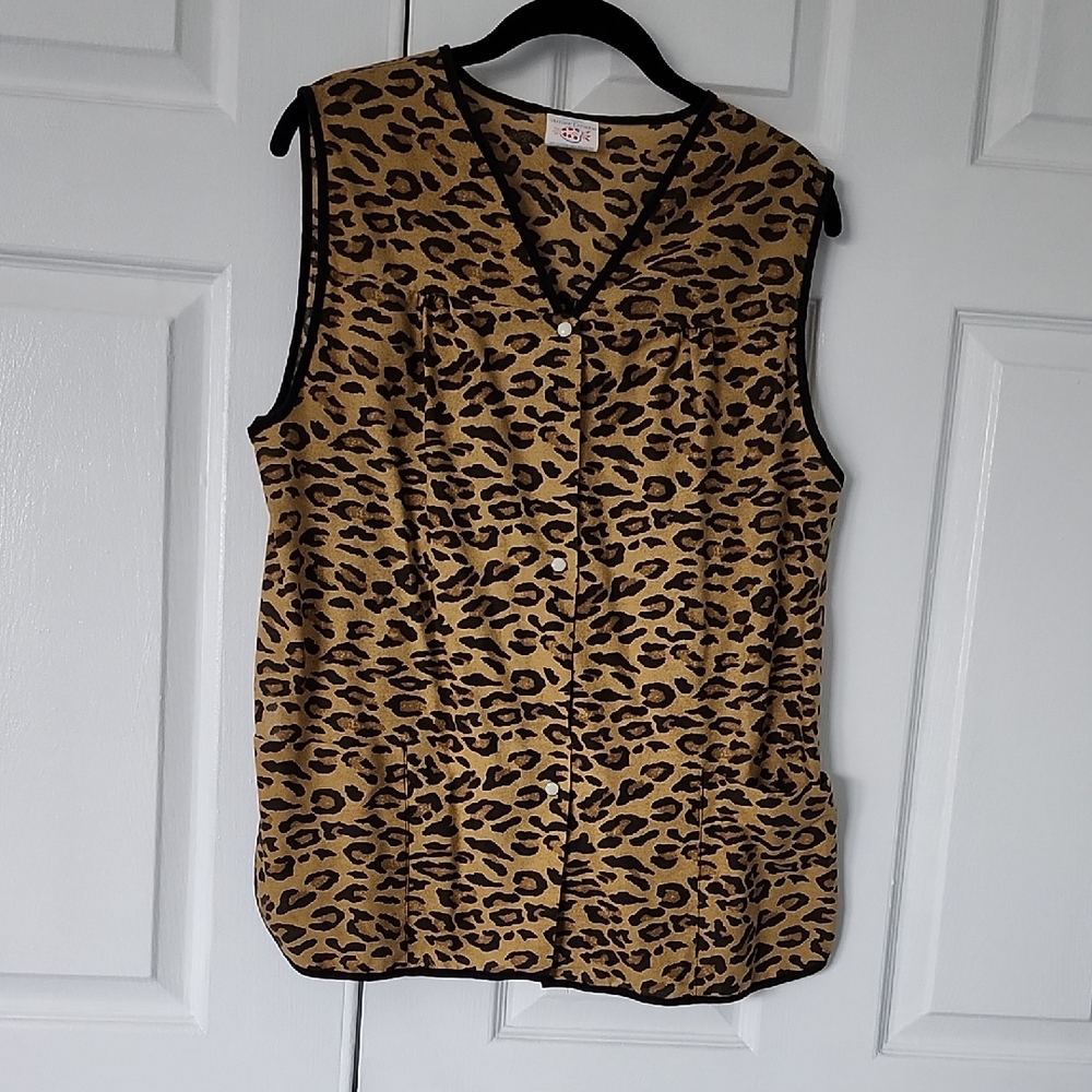 Leopard Print Sleeveless Art Smock/Cover